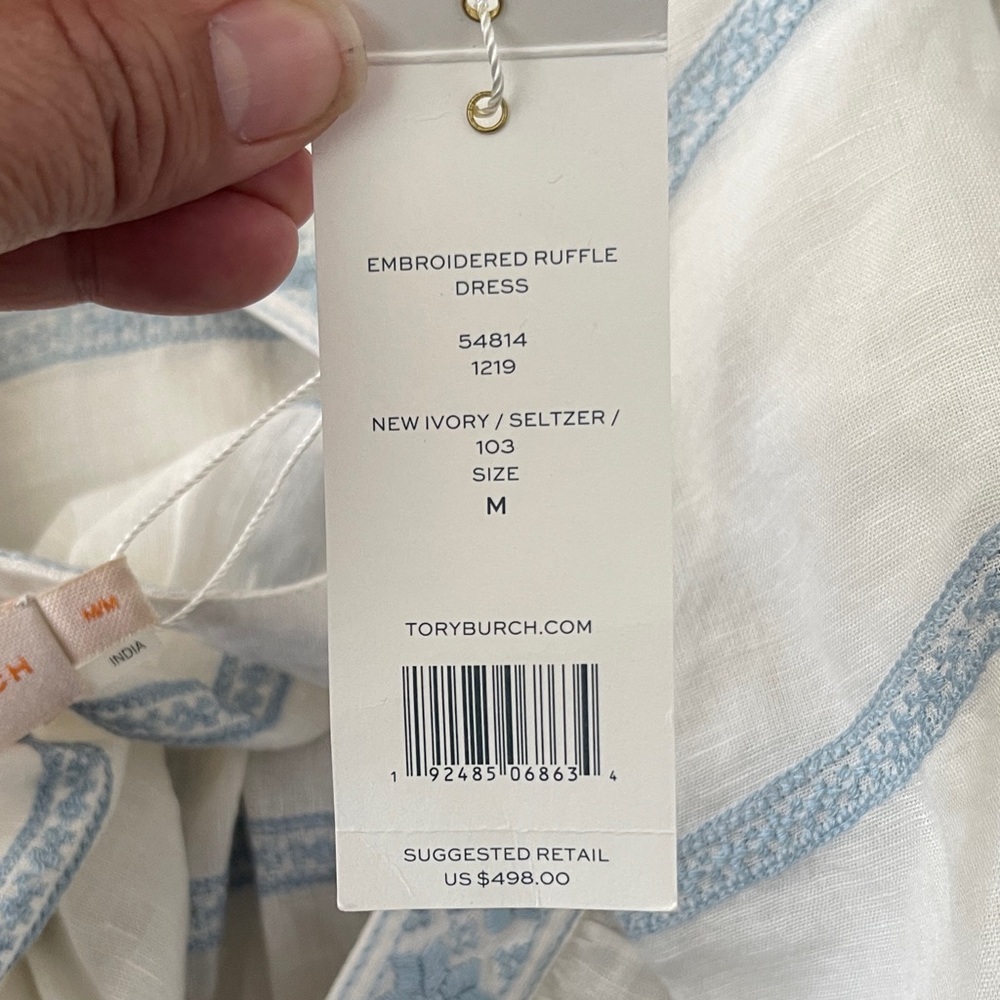 Tory Burch Light Blue and White Striped Midi Dress - Picture 14 of 16